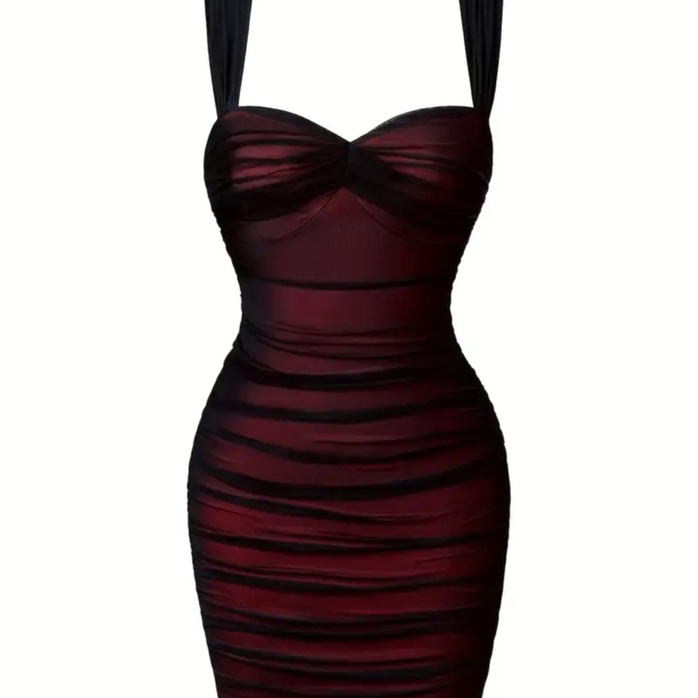 Chic Strapless Black and Red Dress